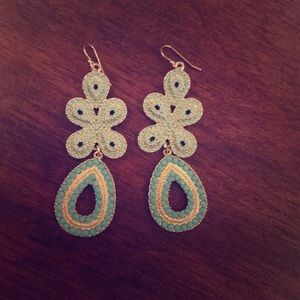 Stella & Dot blue and gold earrings